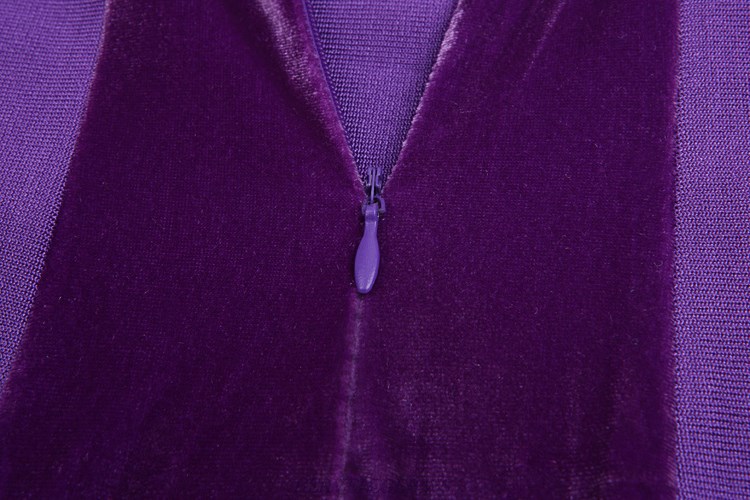 Herve Leger Purple Velvet Bandage Dress