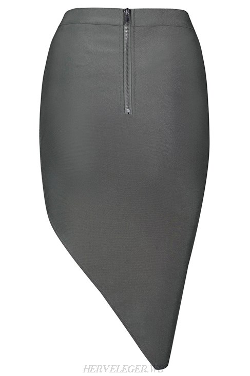 Herve Leger Grey Asymmetrical Cut Out Skirt