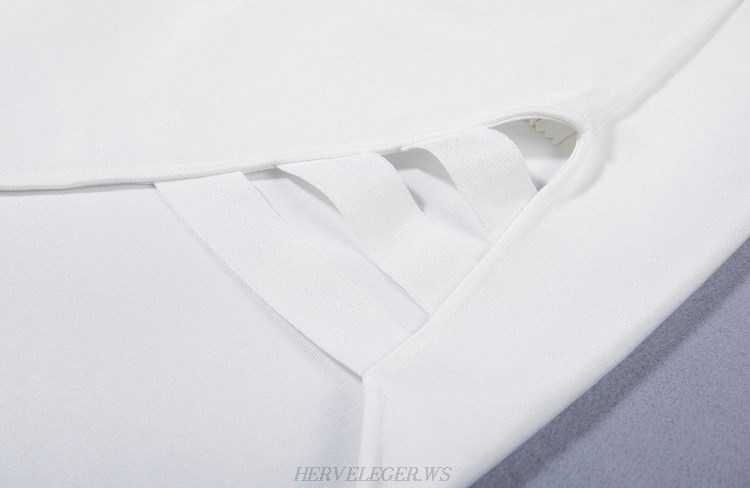 Herve Leger White Asymmetrical Cut Out Skirt