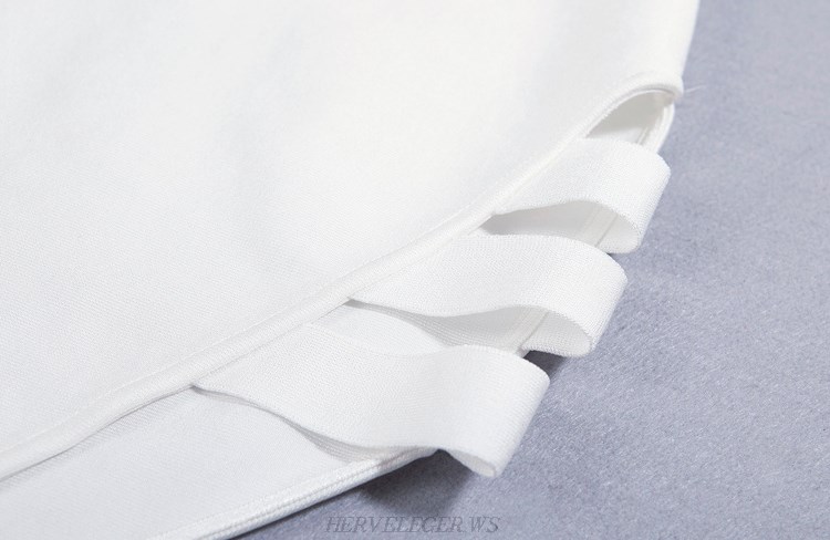 Herve Leger White Asymmetrical Cut Out Skirt