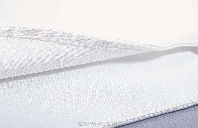 Herve Leger White Asymmetrical Cut Out Skirt