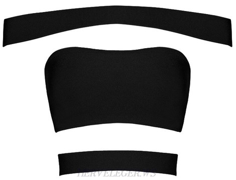 Herve Leger Black Bardot Cutout Panel Top