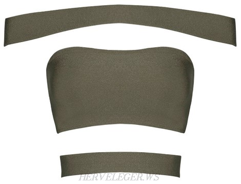 Herve Leger Grey Bardot Cutout Panel Top