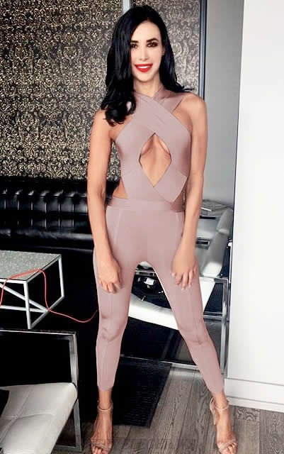 Herve Leger Nude Cross Over Jumpsuit