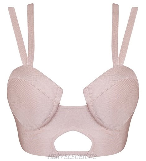 Herve Leger Nude Double Strap Cut Out Bustier