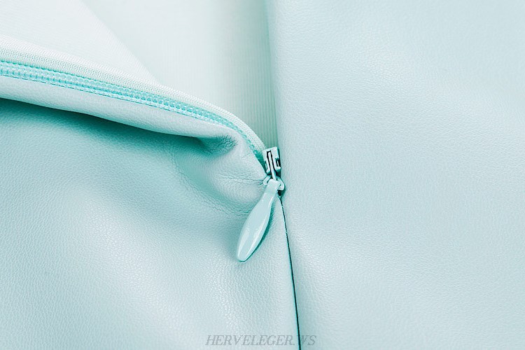 Herve Leger Light Blue Faux Leather Skirt