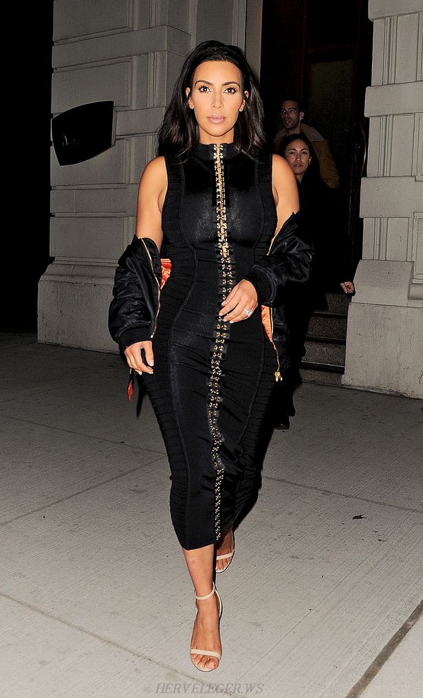 Herve Leger Kim Kardashian Black Front Embellished Dress