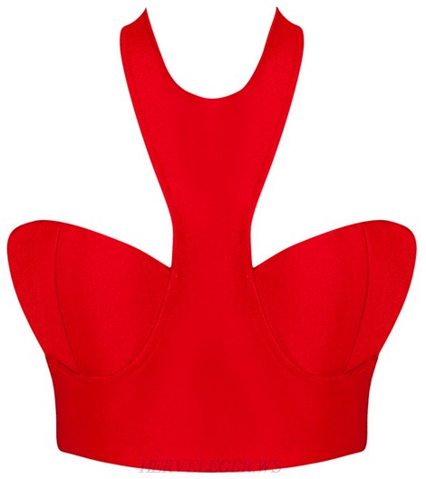 Herve Leger Red Halter Bustier Herve Leger Red Halter Bustier