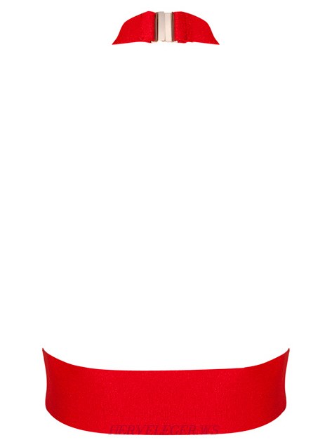 Herve Leger Red Halter Bustier