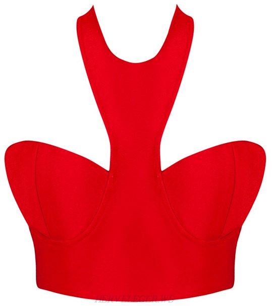 Herve Leger Red Halter Bustier