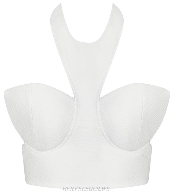 Herve Leger White Halter Bustier