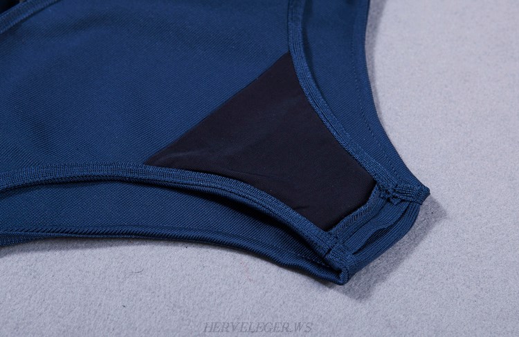 Herve Leger Blue Halter Strappy Bikini