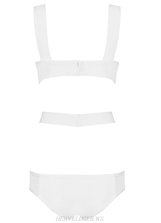 Herve Leger White Mesh Swimsuit