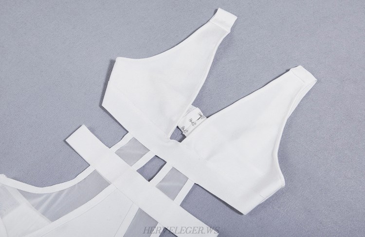 Herve Leger White Mesh Swimsuit