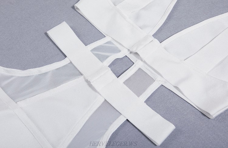 Herve Leger White Mesh Swimsuit