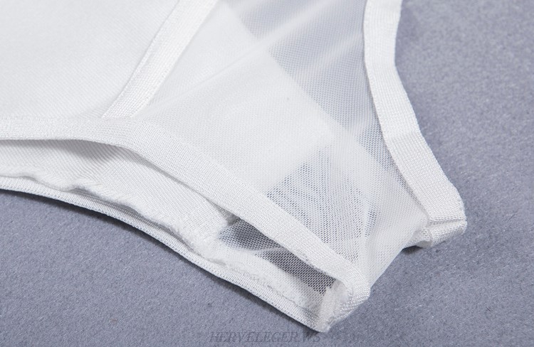 Herve Leger White Mesh Swimsuit