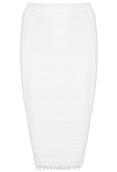 Herve Leger White Pencil Skirt