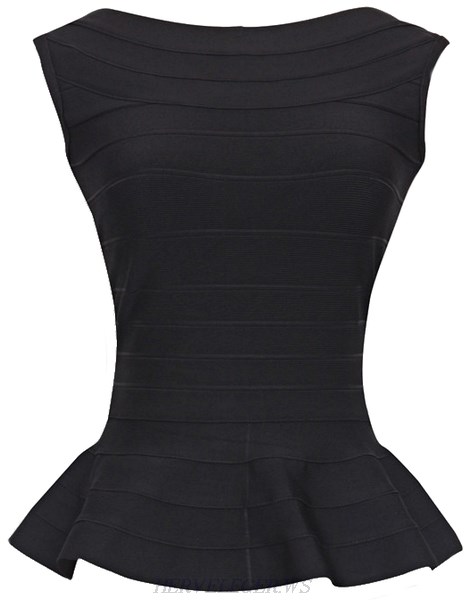 Herve Leger Black Peplum Top