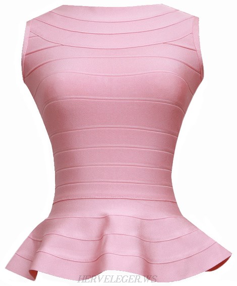Herve Leger Pink Peplum Top Herve Leger Pink Peplum Top