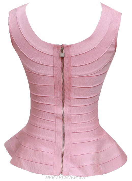 Herve Leger Pink Peplum Top