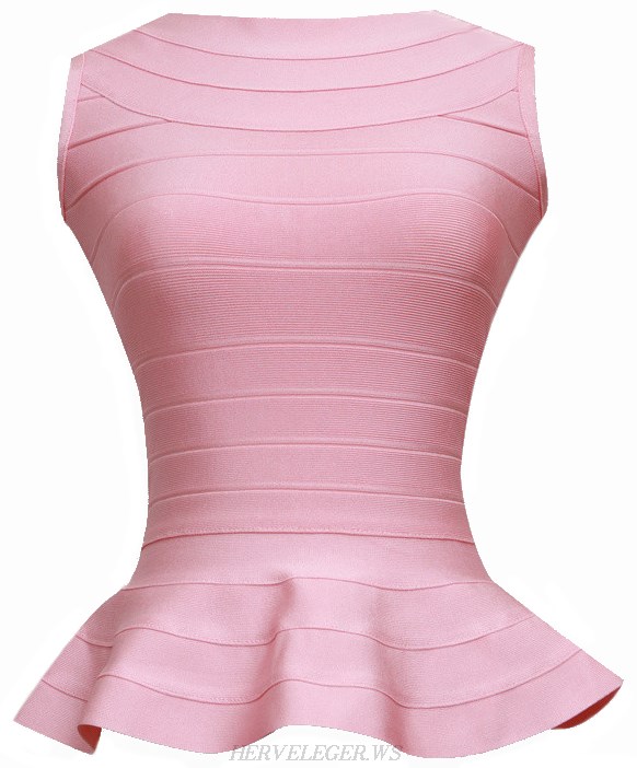 Herve Leger Pink Peplum Top