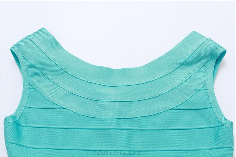 Herve Leger Turquoise Peplum Top