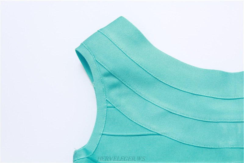 Herve Leger Turquoise Peplum Top