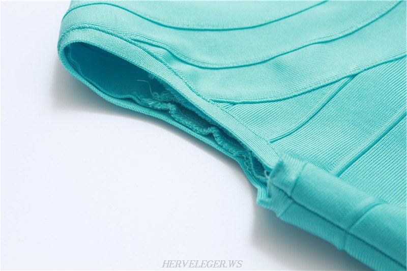Herve Leger Turquoise Peplum Top