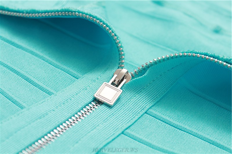 Herve Leger Turquoise Peplum Top