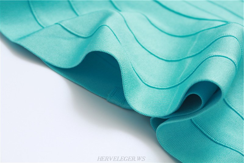 Herve Leger Turquoise Peplum Top