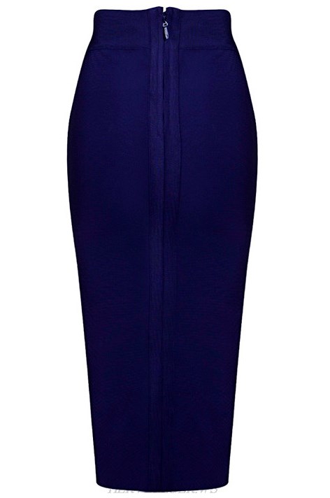 Herve Leger Navy Blue Side Slit Skirt