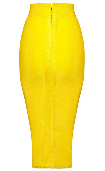 Herve Leger Yellow Side Slit Skirt