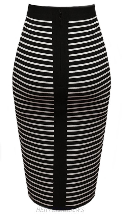 Herve Leger Striped Asymmetrical Skirt