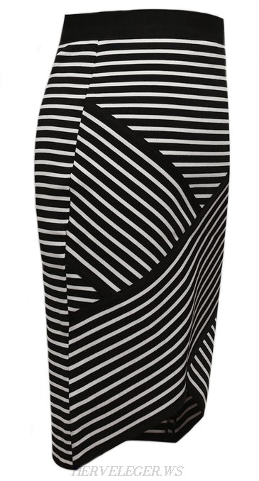 Herve Leger Striped Asymmetrical Skirt
