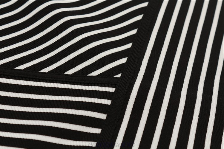 Herve Leger Striped Asymmetrical Skirt