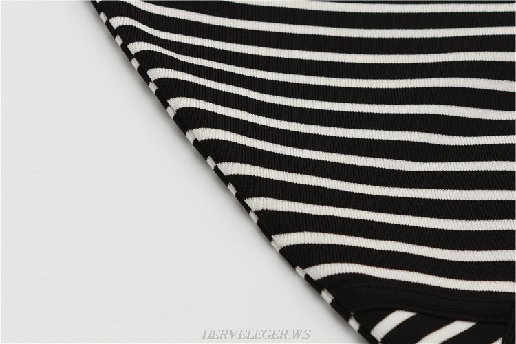 Herve Leger Striped Asymmetrical Skirt