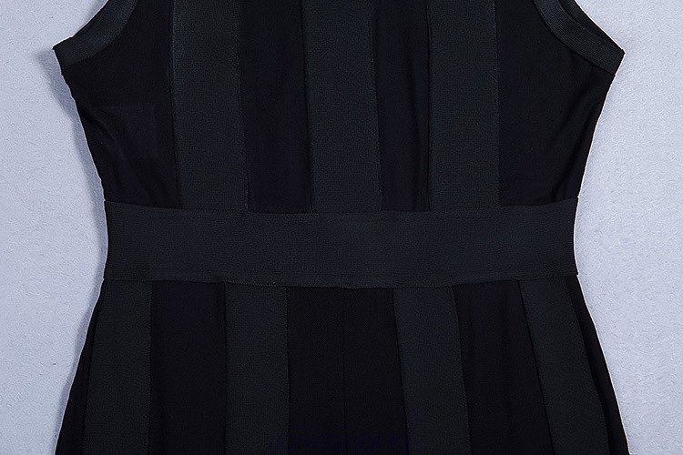 Herve Leger Marlo Hampton Black Mesh Striped Jumpsuit