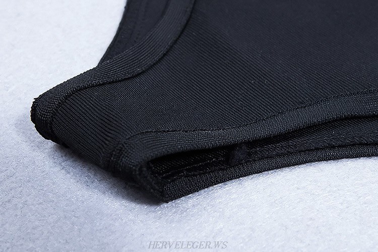 Herve Leger Black Strapless Two Piece Bodysuit Mesh Skirt