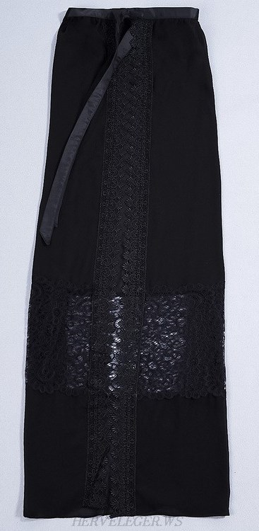 Herve Leger Black Strapless Two Piece Bodysuit Mesh Skirt