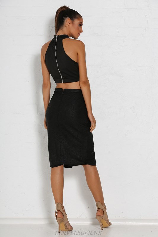 Herve Leger Black V Neck Crop Top