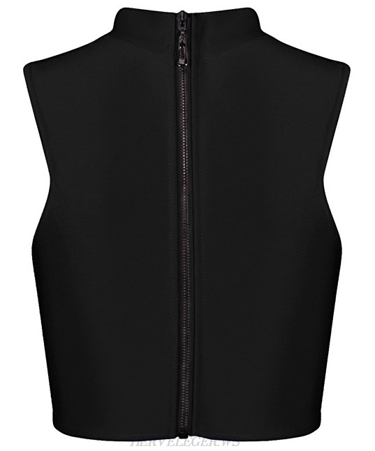 Herve Leger Black V Neck Crop Top