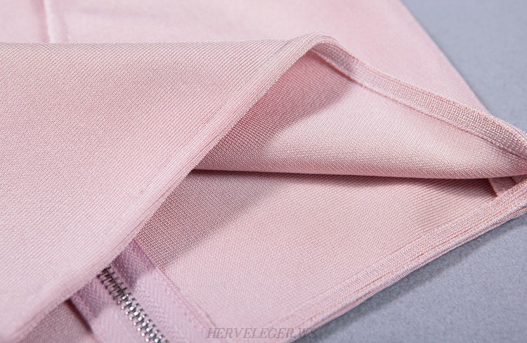 Herve Leger Pink V Neck Crop Top