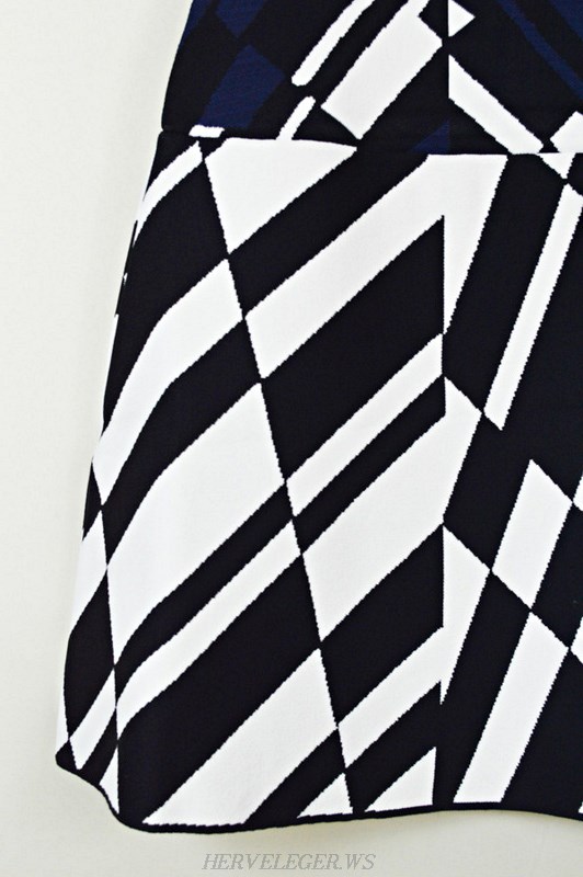 Herve Leger Black And White A Line Geometric Dress