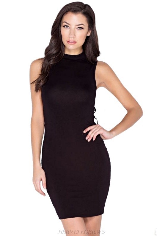 Herve Leger Black Caged Back Dress