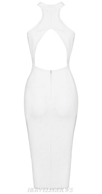 Herve Leger White Choker Dress