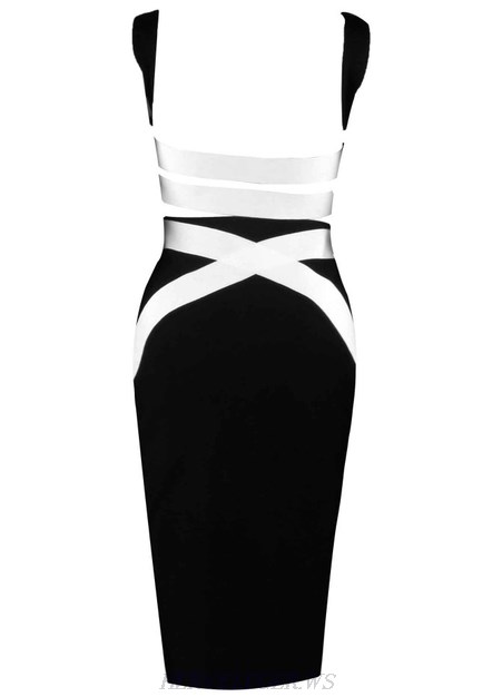 Herve Leger Black And White Crisscross Monochrome Dress