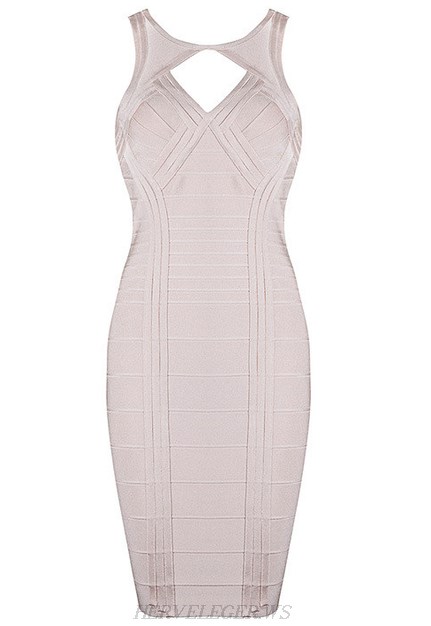 Herve Leger Nude Cut Out Front Dress
