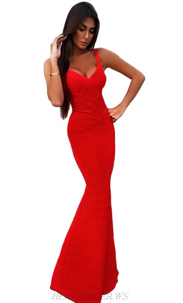 Herve Leger Red Mermaid Dress