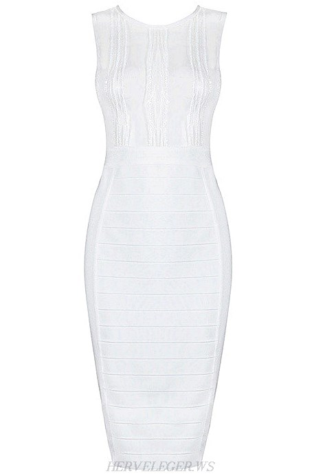 Herve Leger White Mesh Dress