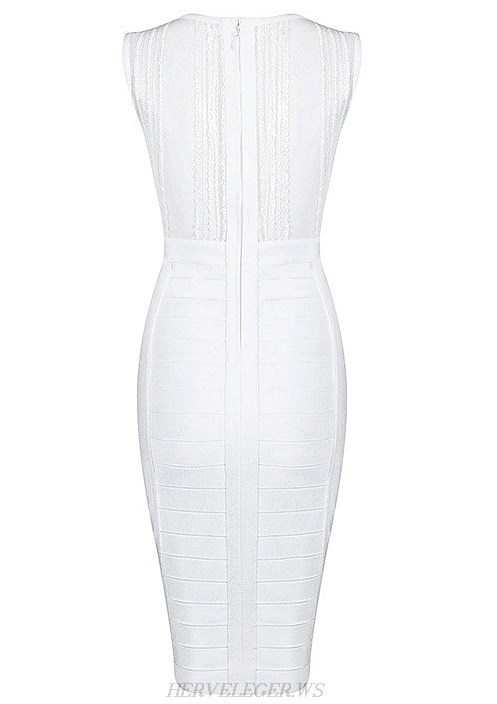 Herve Leger White Mesh Dress